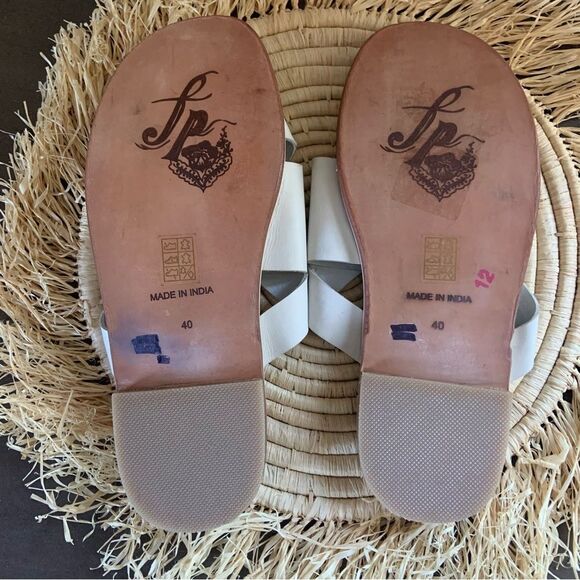 FREE PEOPLE Women’s Del Mar Leather Open Toe Slide Sandals White 40 / 9.5 - Picture 9 of 16